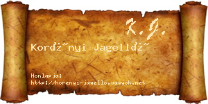 Korényi Jagelló névjegykártya